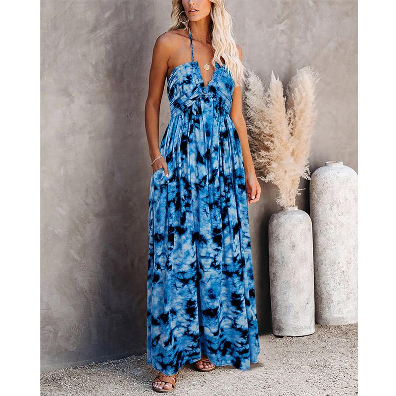 Spaghetti Strap Cowl Neck Maxi Dress