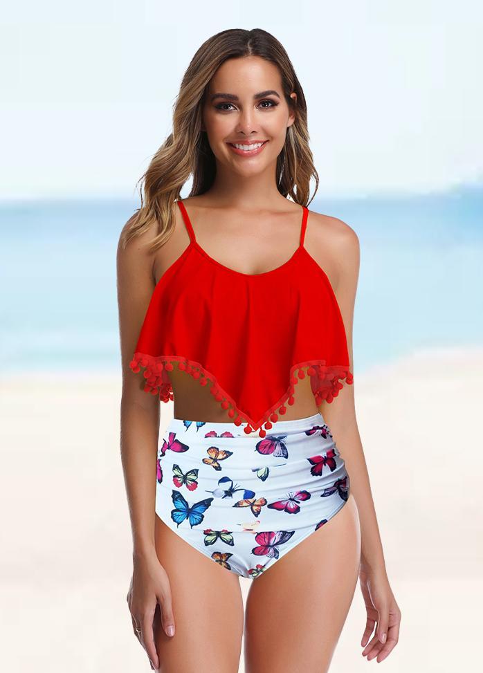 Flouncing Printed Bikini Set