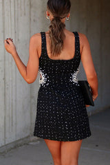 For The Fame Tweed Pearl Cutout Mini Dress