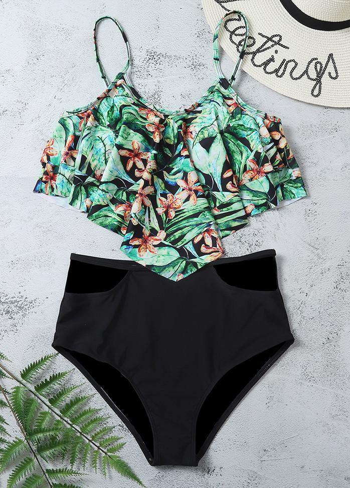Flouncing Printed Bikini Set