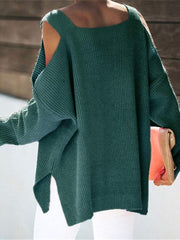 Cold Shoulder Solid Loose Sweater
