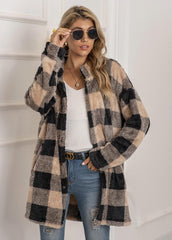 Casual Plaid Long Sleeve Coat