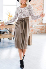 Forevermore Leopard Print Tie Front Midi Dress