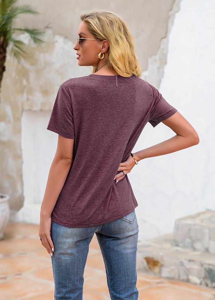 Lip Printed Round Neck Short Sleeve T-shirt