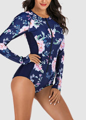 Long Sleeve Printed One Piece Swimwear