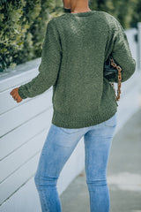 Casual V Neck Button Down Ruffle Sweater