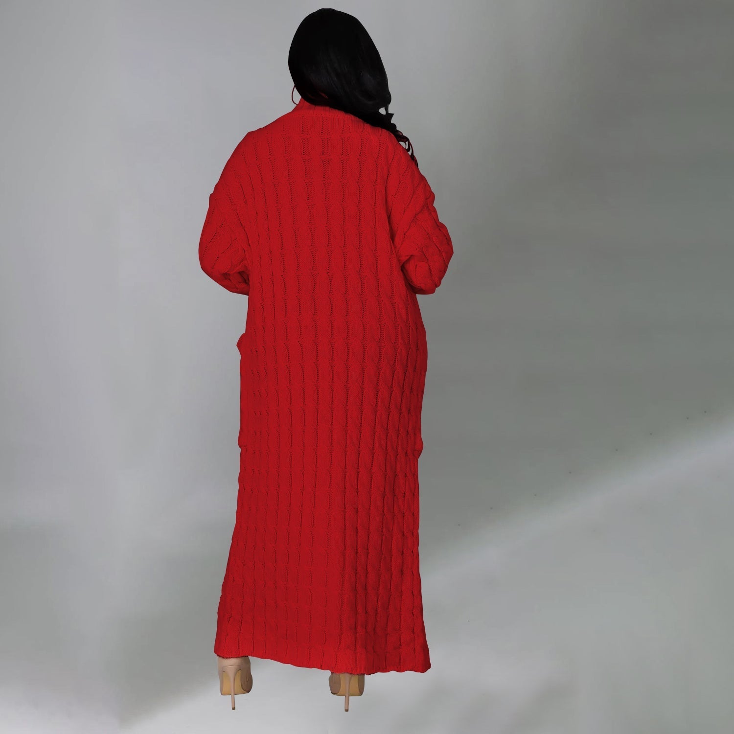 Elegant Solid Long Sleeve Knitted Long Cardigan