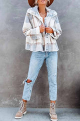 Short Plaid Stitching Cur Coat Tops