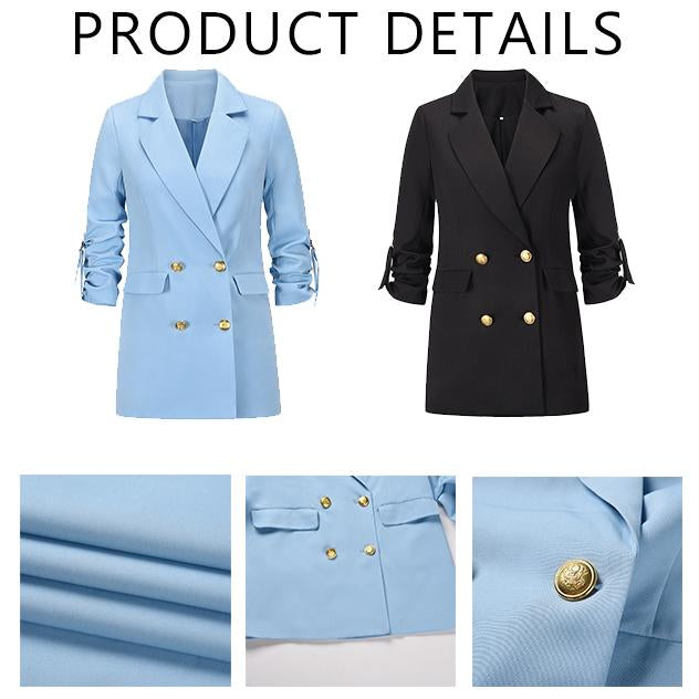 3/4 Sleeve Lapel Collar Blazer Topper