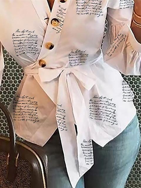 Letter Print Slim Tops