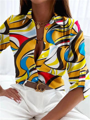 Spring and Summer Women's Elegant Intellectual Style Shirt Design Sense Single-breasted Niche French Women's Print Shirt Blouse