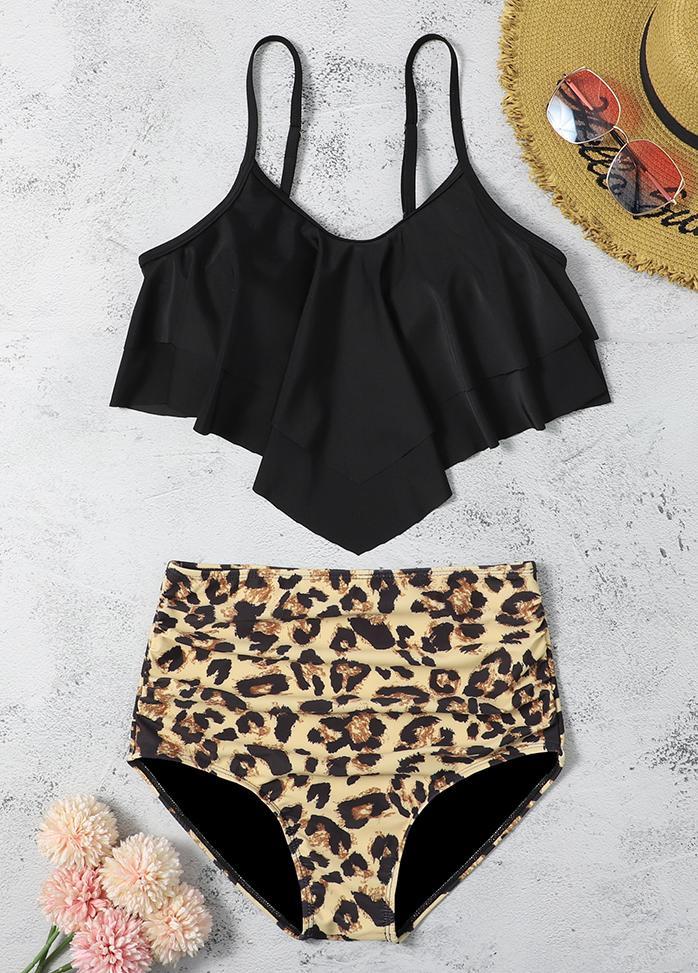 Flouncing Printed Bikini Set