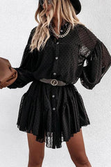 Thoreau Swiss Dot Bishop Sleeve Babydoll Dress
