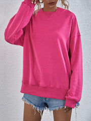 Solid Loose Sherpa Lined Pullover Hoodie Sweatershirt