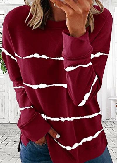 Long Sleeve Striped Round Neck T-shirt