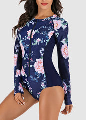 Long Sleeve Printed One Piece Swimwear