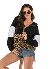 Women Casual Fashion Leopard Pirnt Hoodies