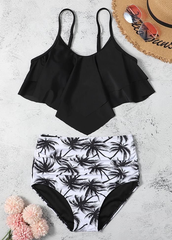 Flouncing Printed Bikini Set