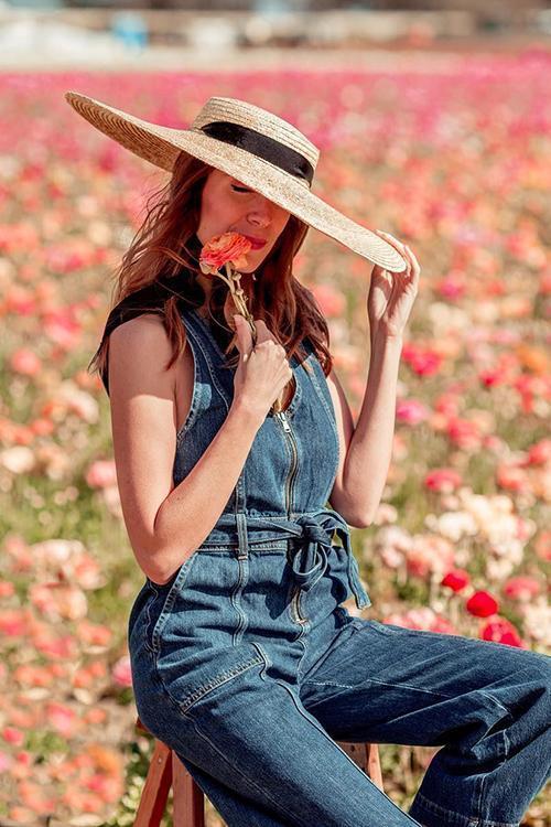 Flat Ribbon Straw Wide Brim Hat