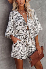 Well Behaved Printed Pocketed Tie Romper
