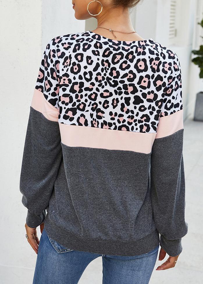 Leopard Print Round Neck Long Sleeve Top