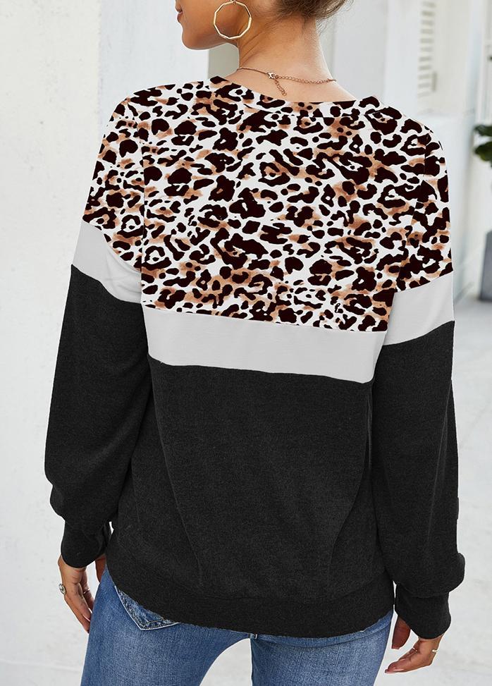 Leopard Print Round Neck Long Sleeve Top