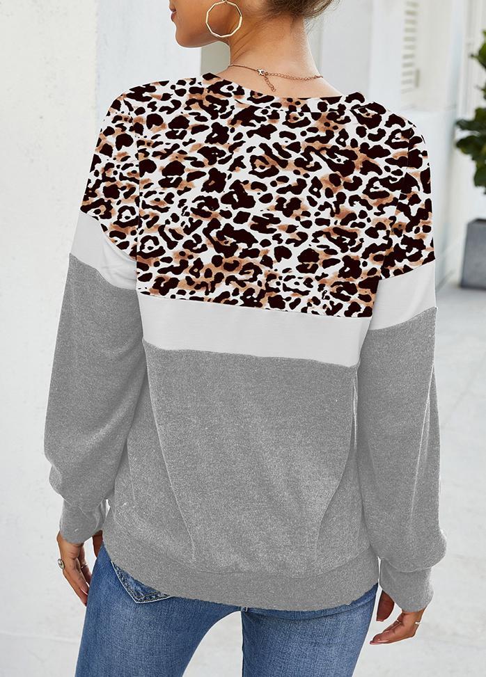 Leopard Print Round Neck Long Sleeve Top