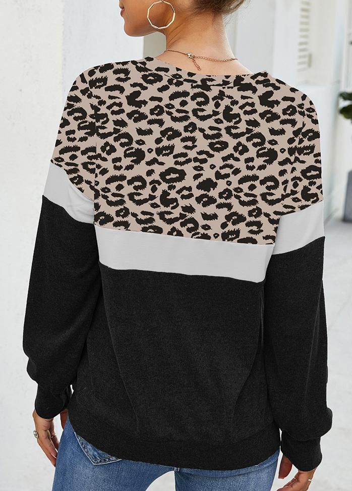Leopard Print Round Neck Long Sleeve Top