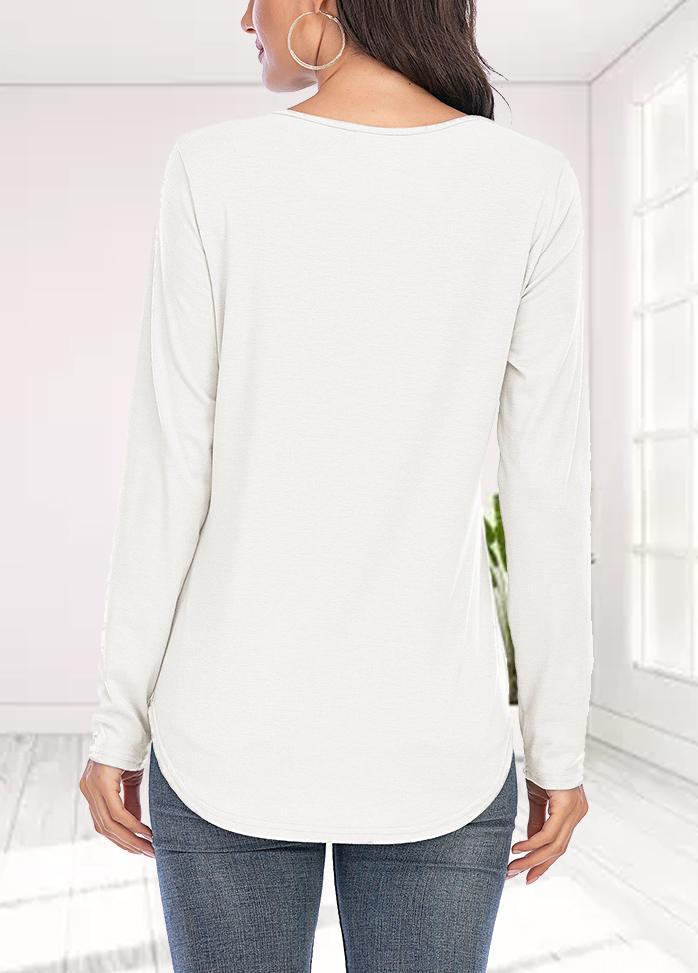 Long Sleeve Solid Color V Neck T-shirt