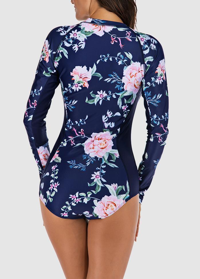 Long Sleeve Printed One Piece Swimwear