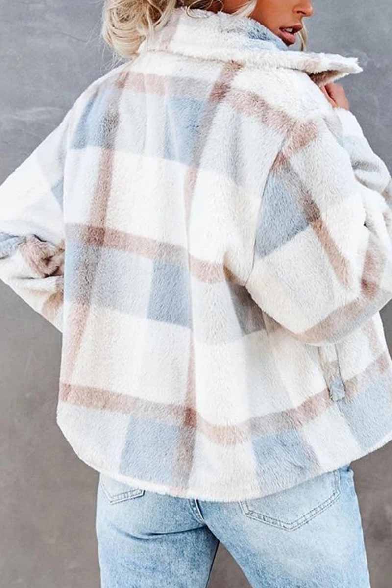 Short Plaid Stitching Cur Coat Tops