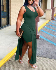 Split Hem Longline Tank Top & Shorts Set