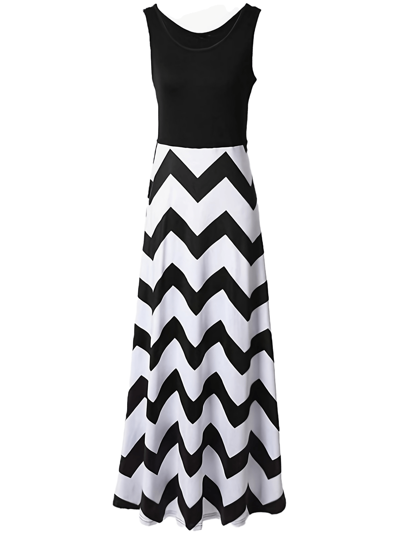Casual Striped Sleeveless Maxi Dress, Crew Neck Vest Dress, Casual Every Day Dress, Women's Clothing