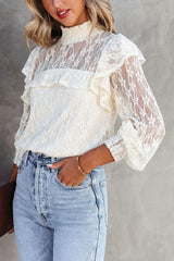 Finding Romance Lace Ruffle Sleeve Blouse