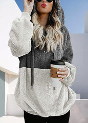 Long Sleeve Casual Patchwork Hoodie