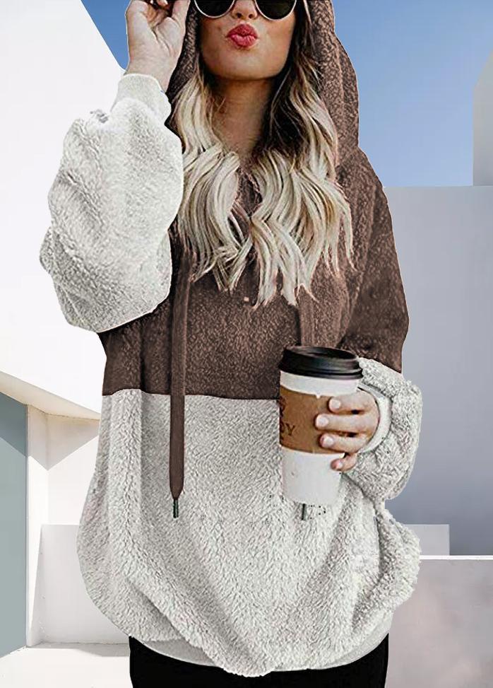 Long Sleeve Casual Patchwork Hoodie