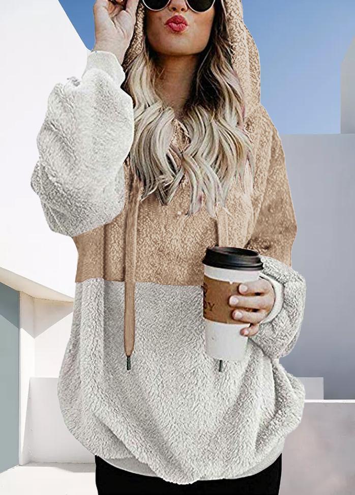 Long Sleeve Casual Patchwork Hoodie