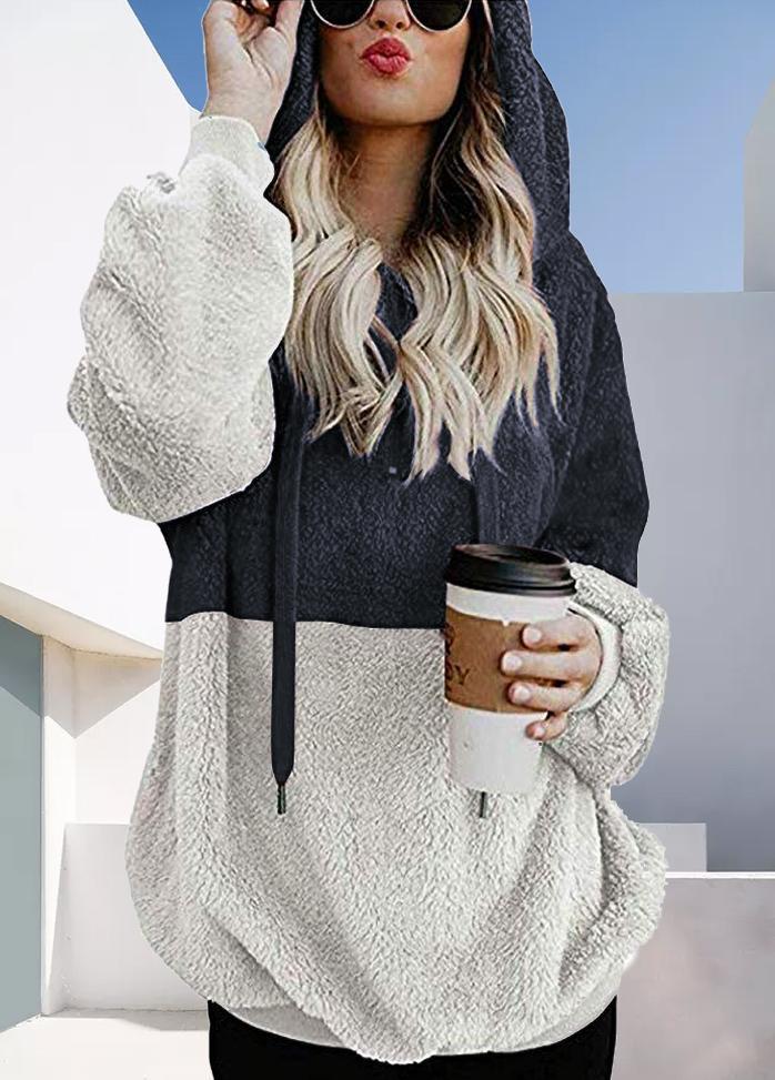 Long Sleeve Casual Patchwork Hoodie