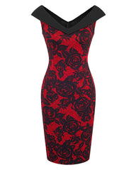 Floral Print Zip Back Foldover V Neck Bodycon Dress