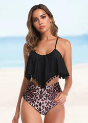 Flouncing Printed Bikini Set