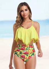Flouncing Printed Bikini Set