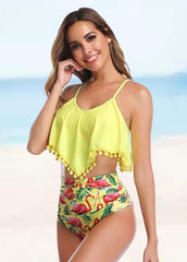 Flouncing Printed Bikini Set