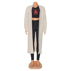 Elegant Solid Long Sleeve Knitted Long Cardigan