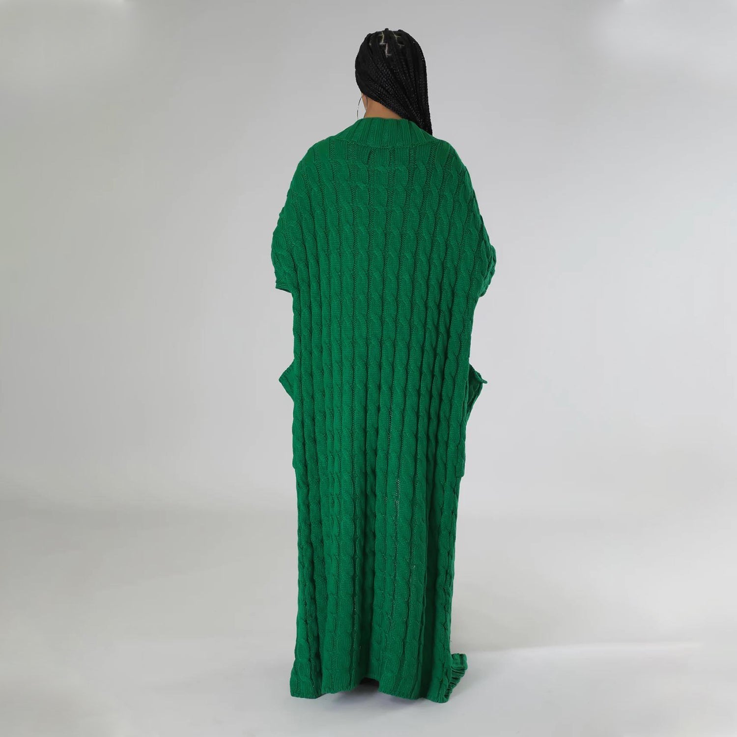 Elegant Solid Long Sleeve Knitted Long Cardigan