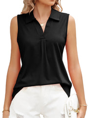 Summer New Solid Color Lapel Macaron Color Loose T-shirt Comfortable Casual Tops Women Urban Style Sleeveless Undershirt