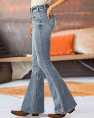 90s Vintage Zip Fly High Waist Flare Jeans