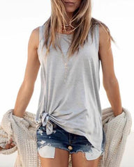 Solid Sleeveless Round Neck T-shirt
