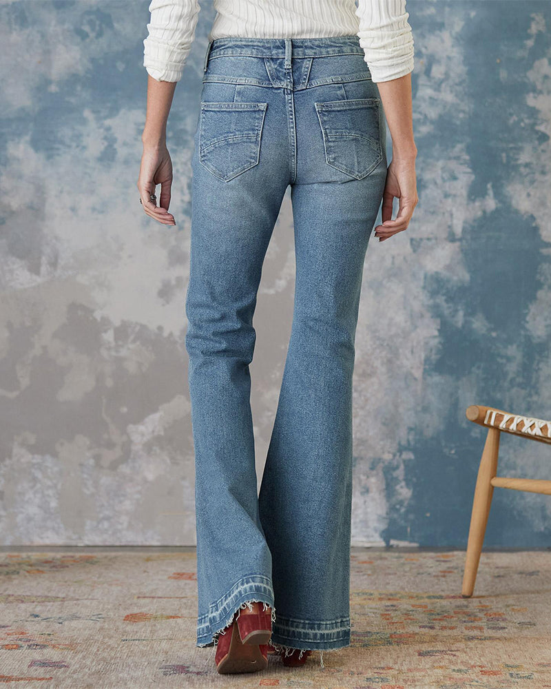 90s Vintage Wide Waistband Flare Jeans