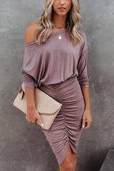 Swanville Long Sleeve Ruched Knit Dress