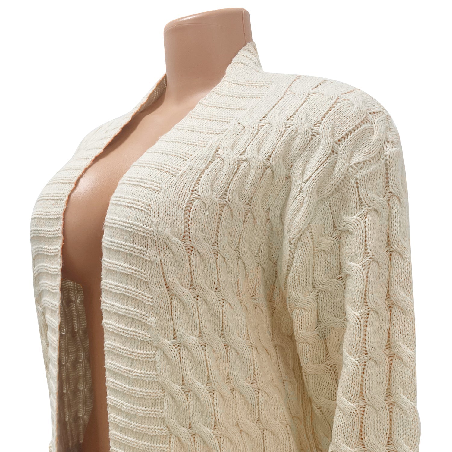 Elegant Solid Long Sleeve Knitted Long Cardigan